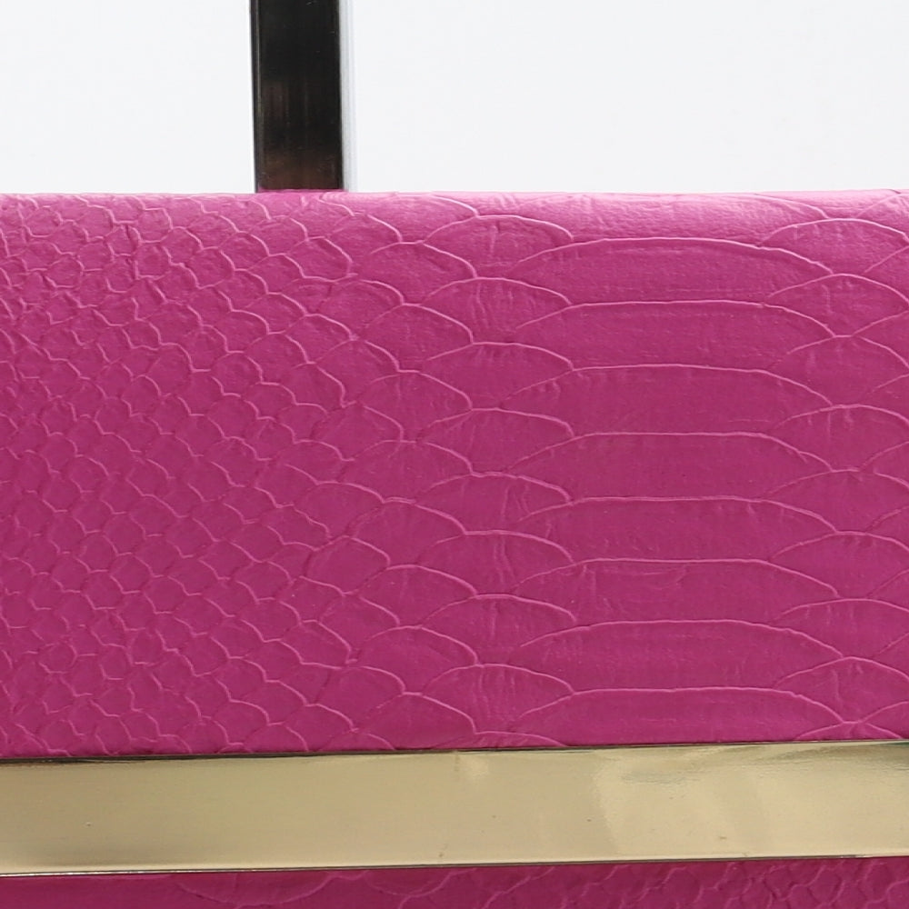 New Look Womens Hot Pink Polyester Clutch Size Medium - Croc Texture