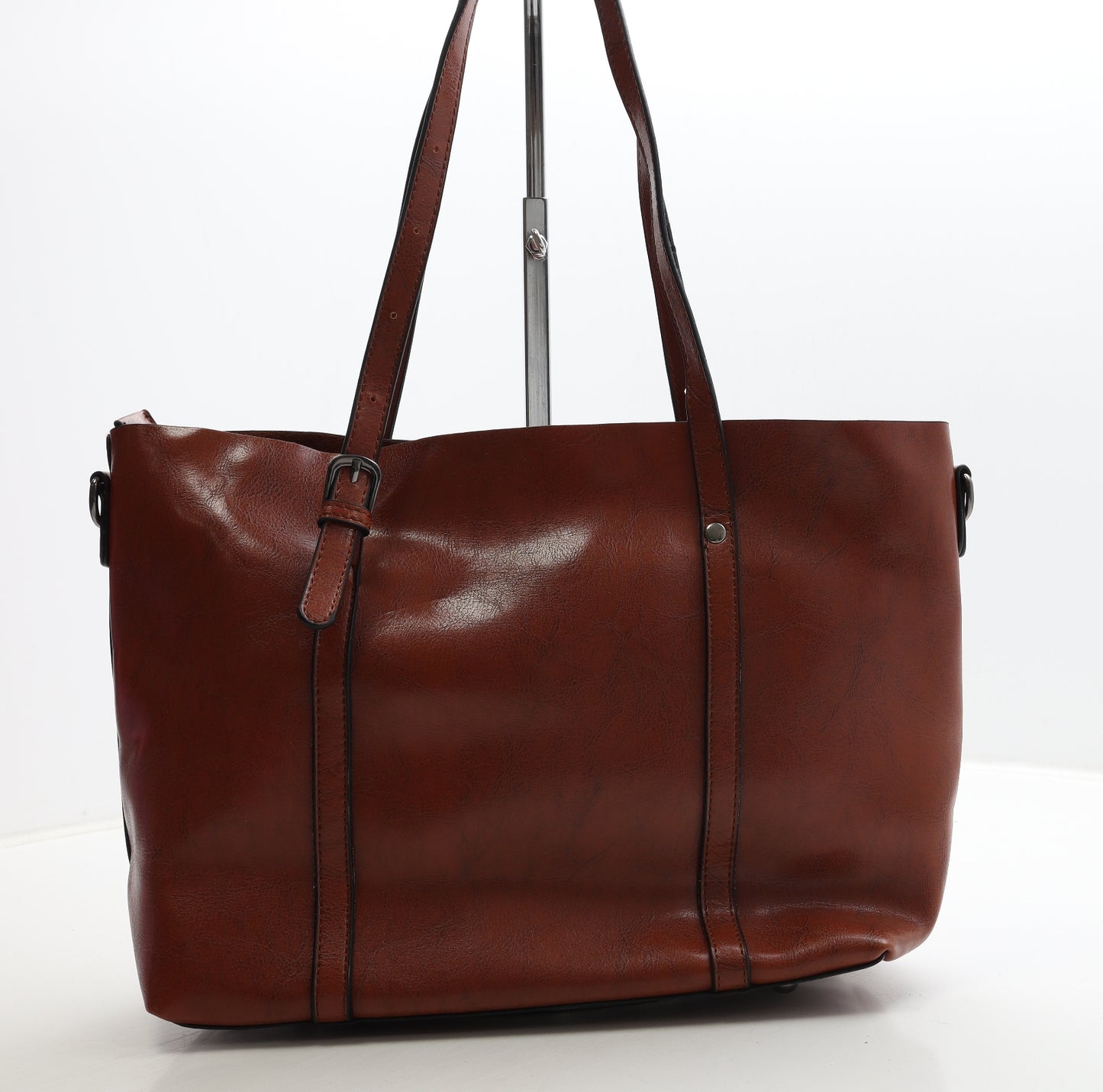 Acelure Womens Brown Polyurethane Top Handle Bag Size Large