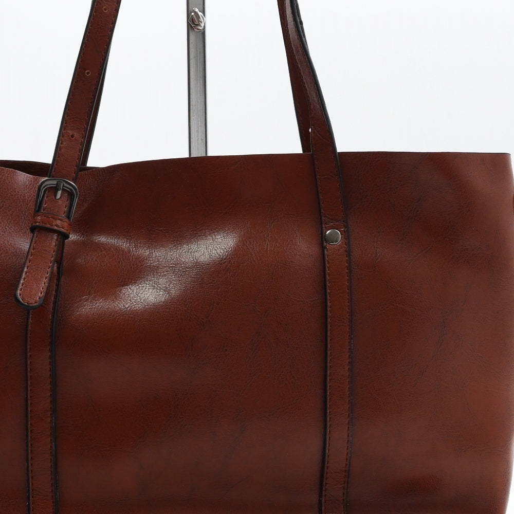 Acelure Womens Brown Polyurethane Top Handle Bag Size Large