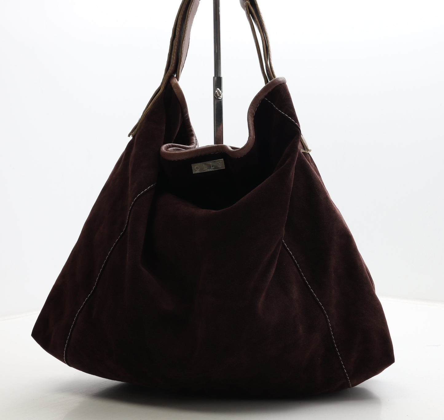 Olly London Womens Brown Suede Shoulder Bag Size Large
