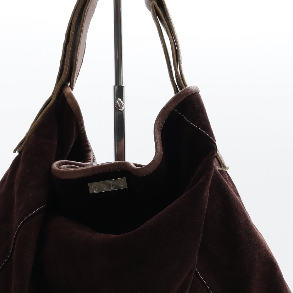 Olly London Womens Brown Suede Shoulder Bag Size Large