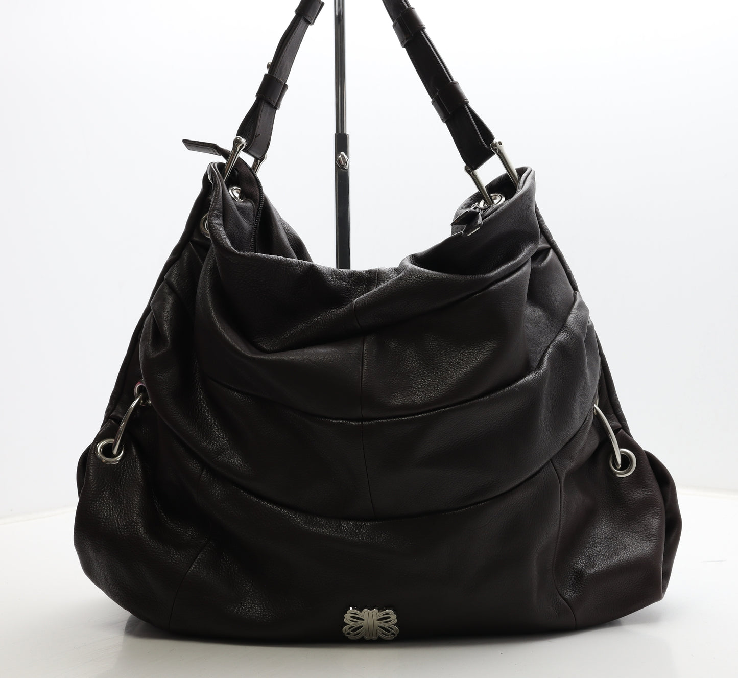 Risk Womens Brown Leather Shoulder Bag Size Large