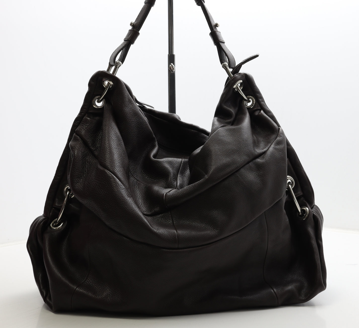 Risk Womens Brown Leather Shoulder Bag Size Large
