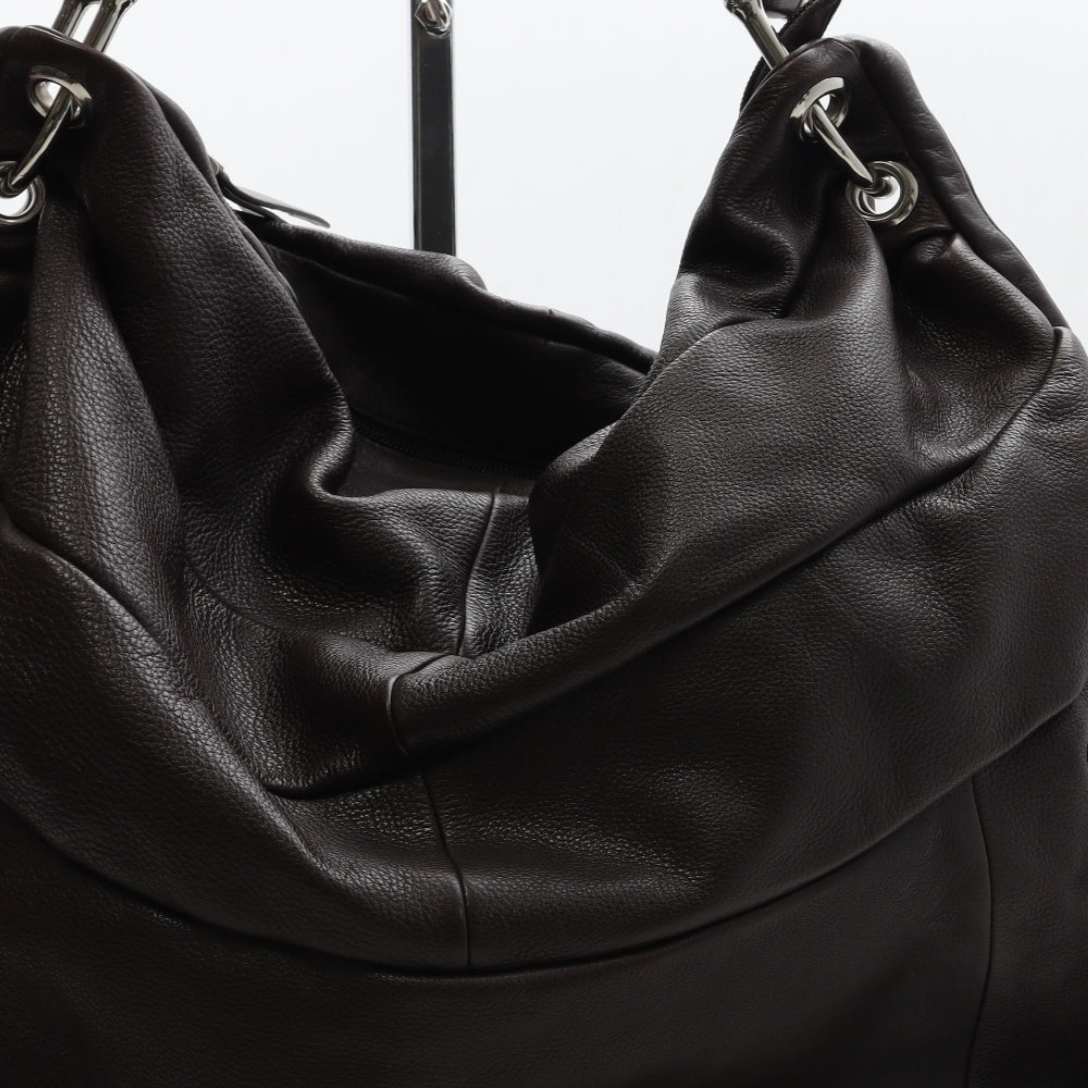 Risk Womens Brown Leather Shoulder Bag Size Large