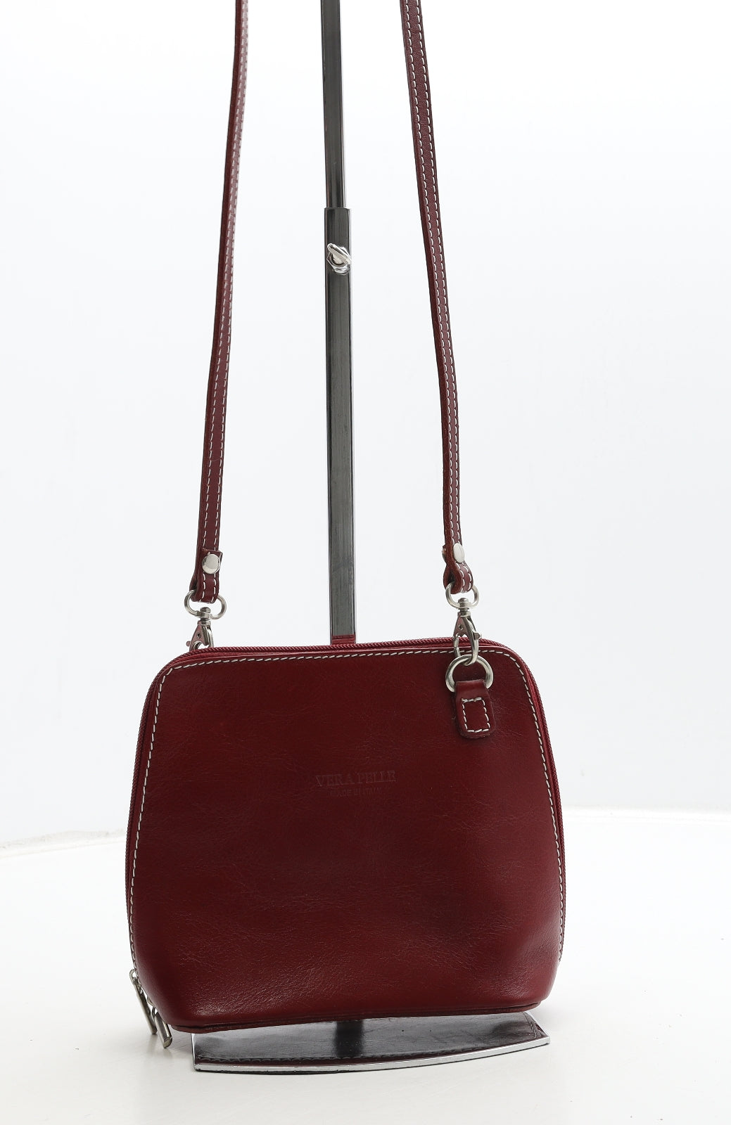 Vera Pelle Womens Red Polyurethane Crossbody Size Small