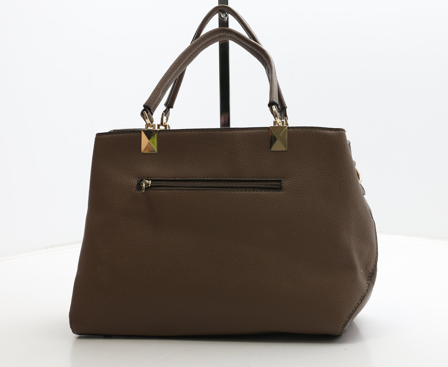 Preworn Womens Brown Polyurethane Top Handle Bag Size Medium