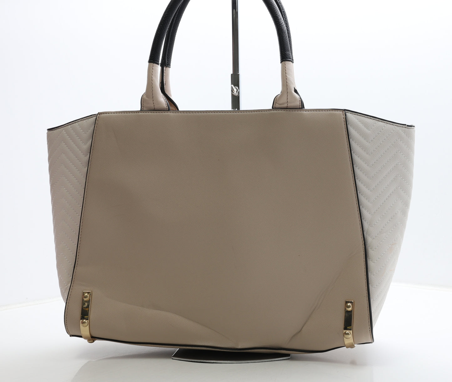 River Island Womens Beige Colorblock Polyurethane Top Handle Bag Size Large