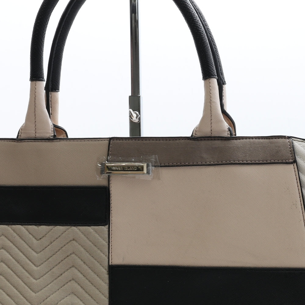 River Island Womens Beige Colorblock Polyurethane Top Handle Bag Size Large