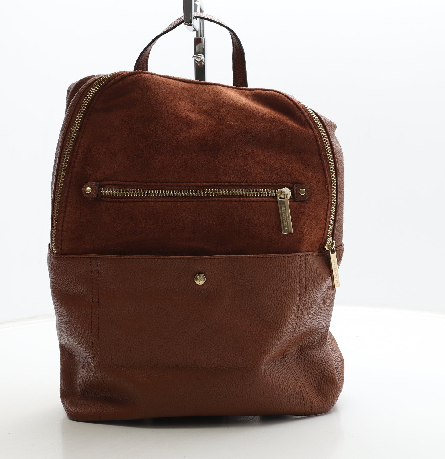 Accessorize Womens Brown Polyurethane Backpack Size Medium