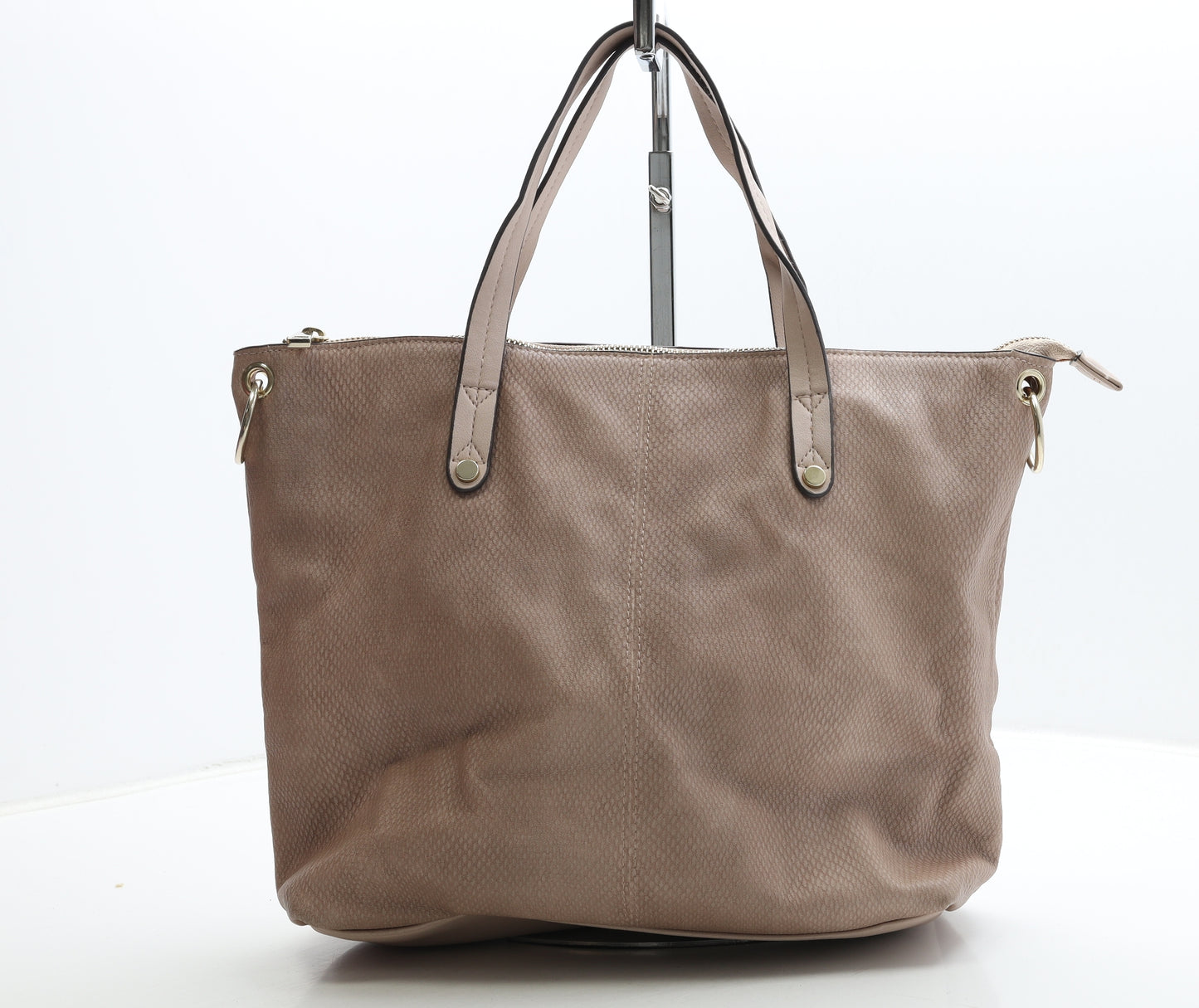 F&F Womens Pink Bottega Veneta Intrecciato Polyurethane Top Handle Bag Size Medium