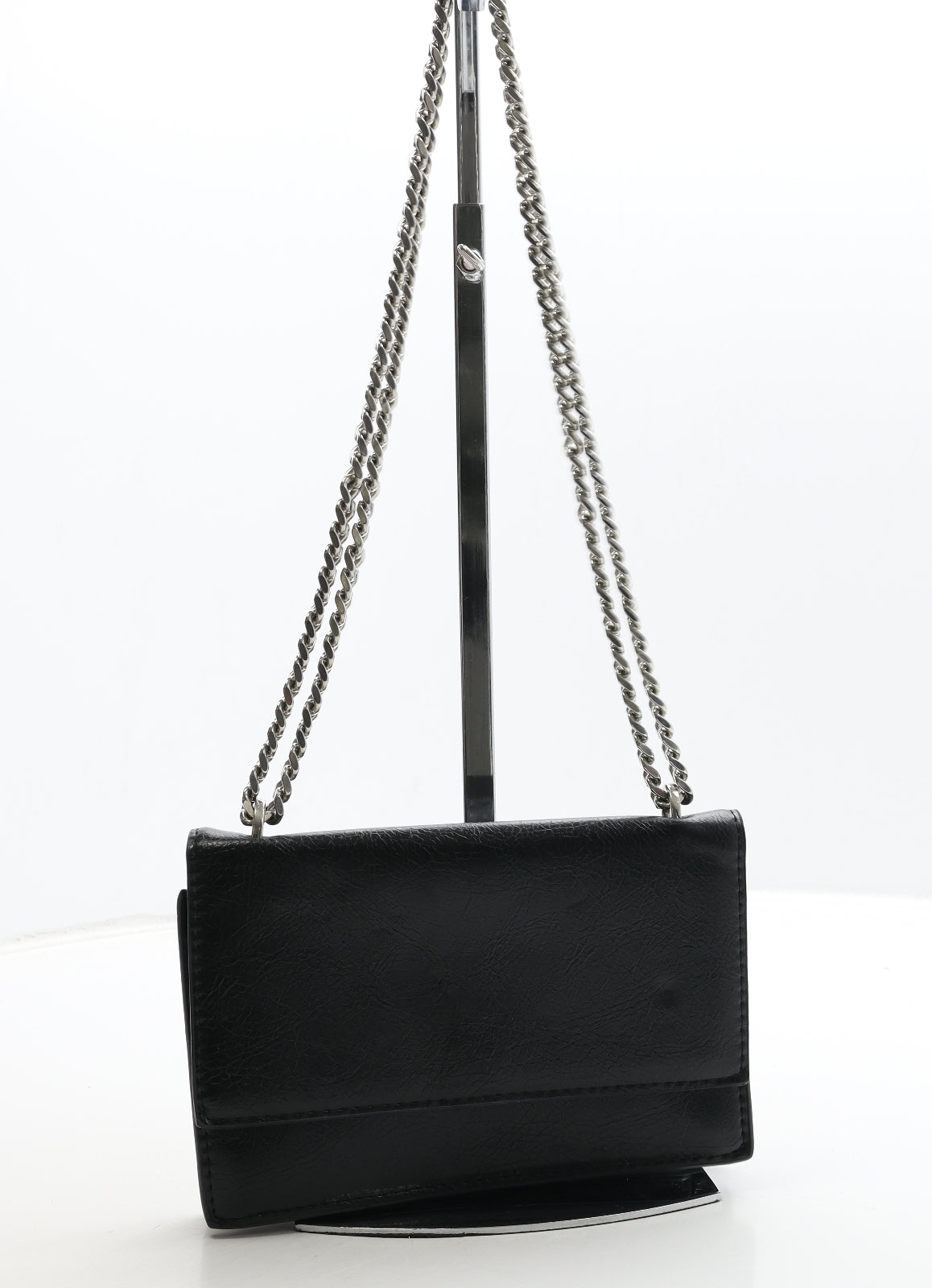 MNG Womens Black Polyurethane Shoulder Bag Size Small