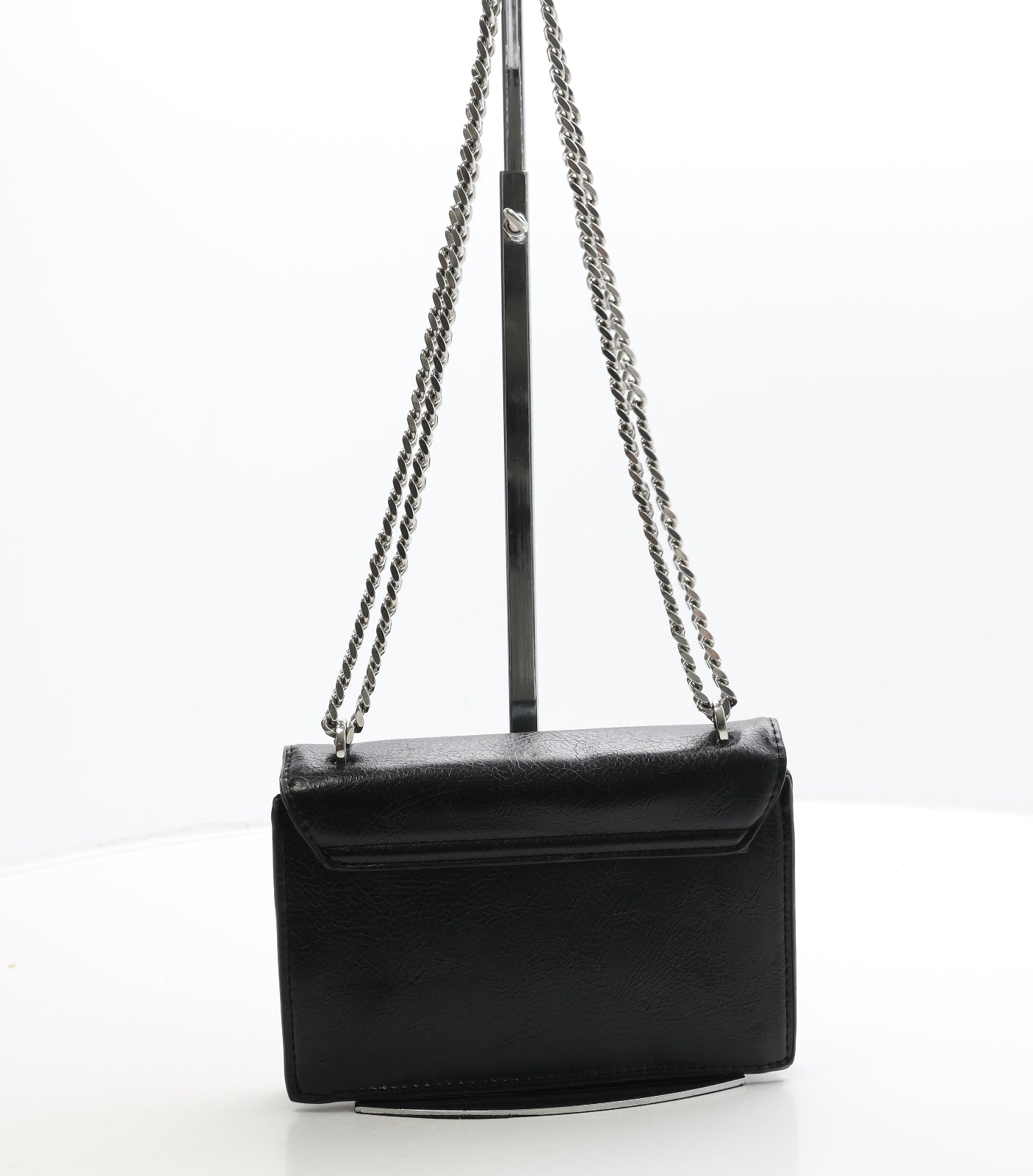 MNG Womens Black Polyurethane Shoulder Bag Size Small