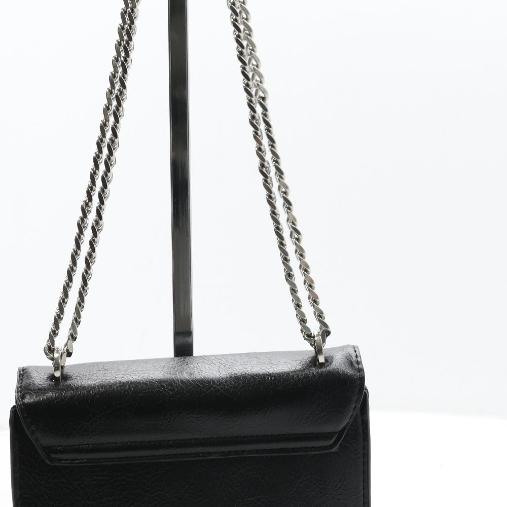 MNG Womens Black Polyurethane Shoulder Bag Size Small