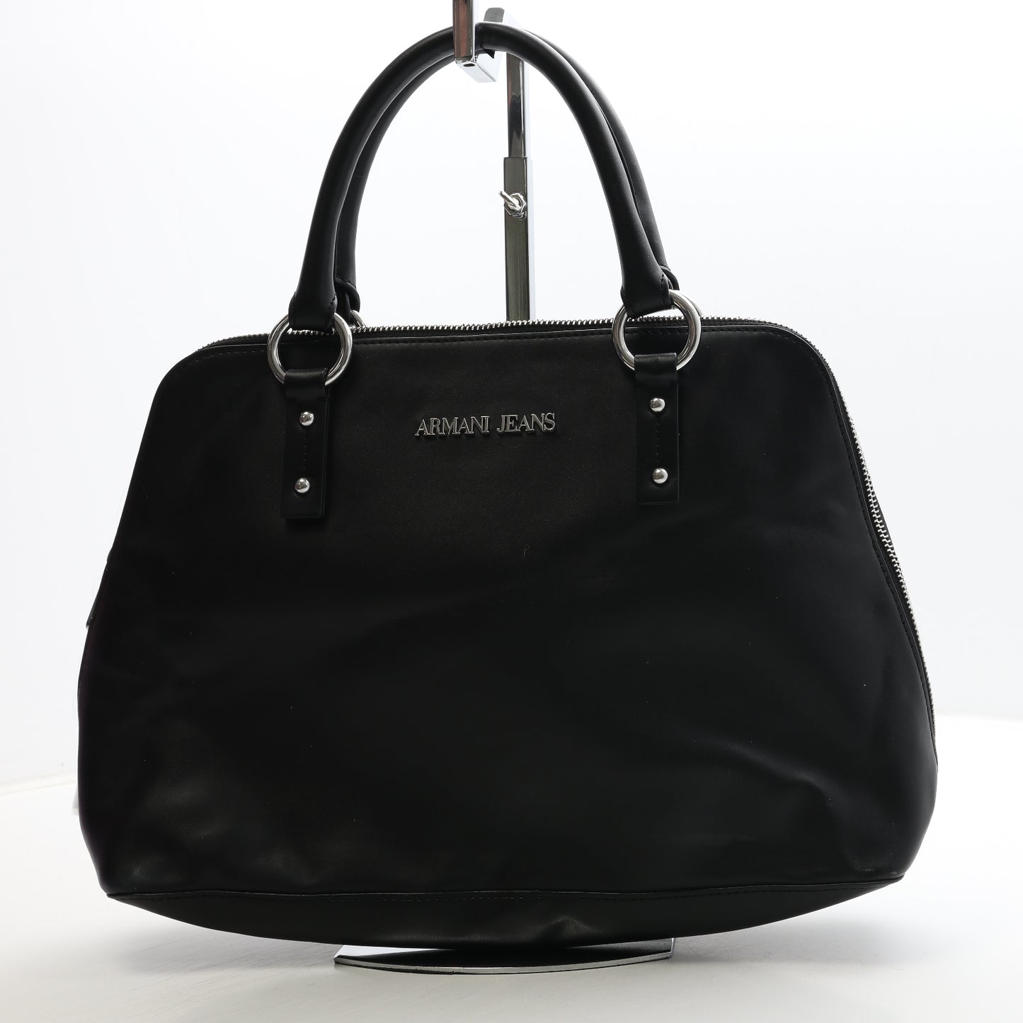 Armani Jeans Womens Black Polyester Top Handle Bag Size Medium