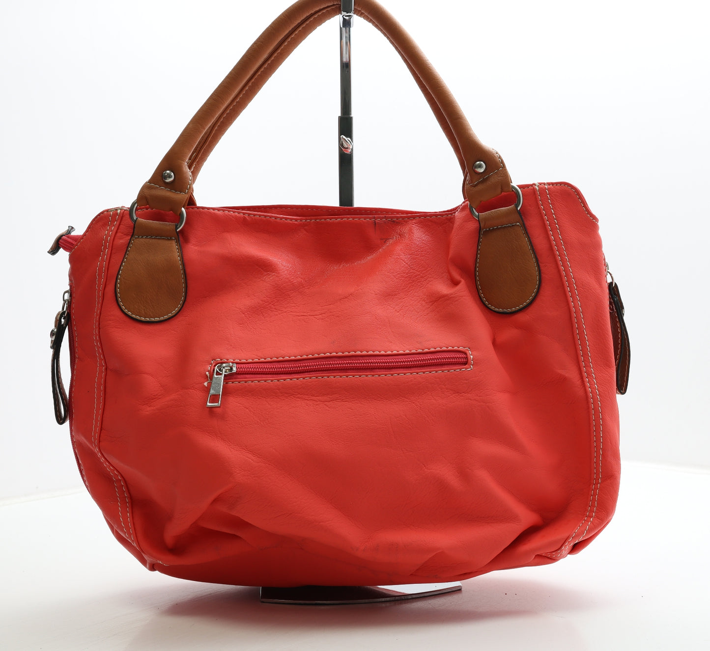 Eleganz Womens Orange Polyurethane Shoulder Bag Size Medium