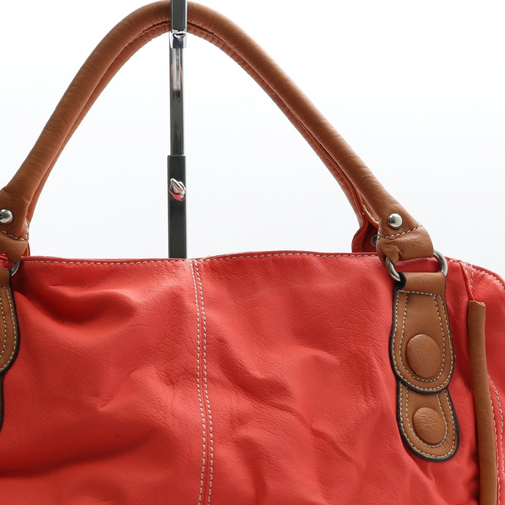 Eleganz Womens Orange Polyurethane Shoulder Bag Size Medium