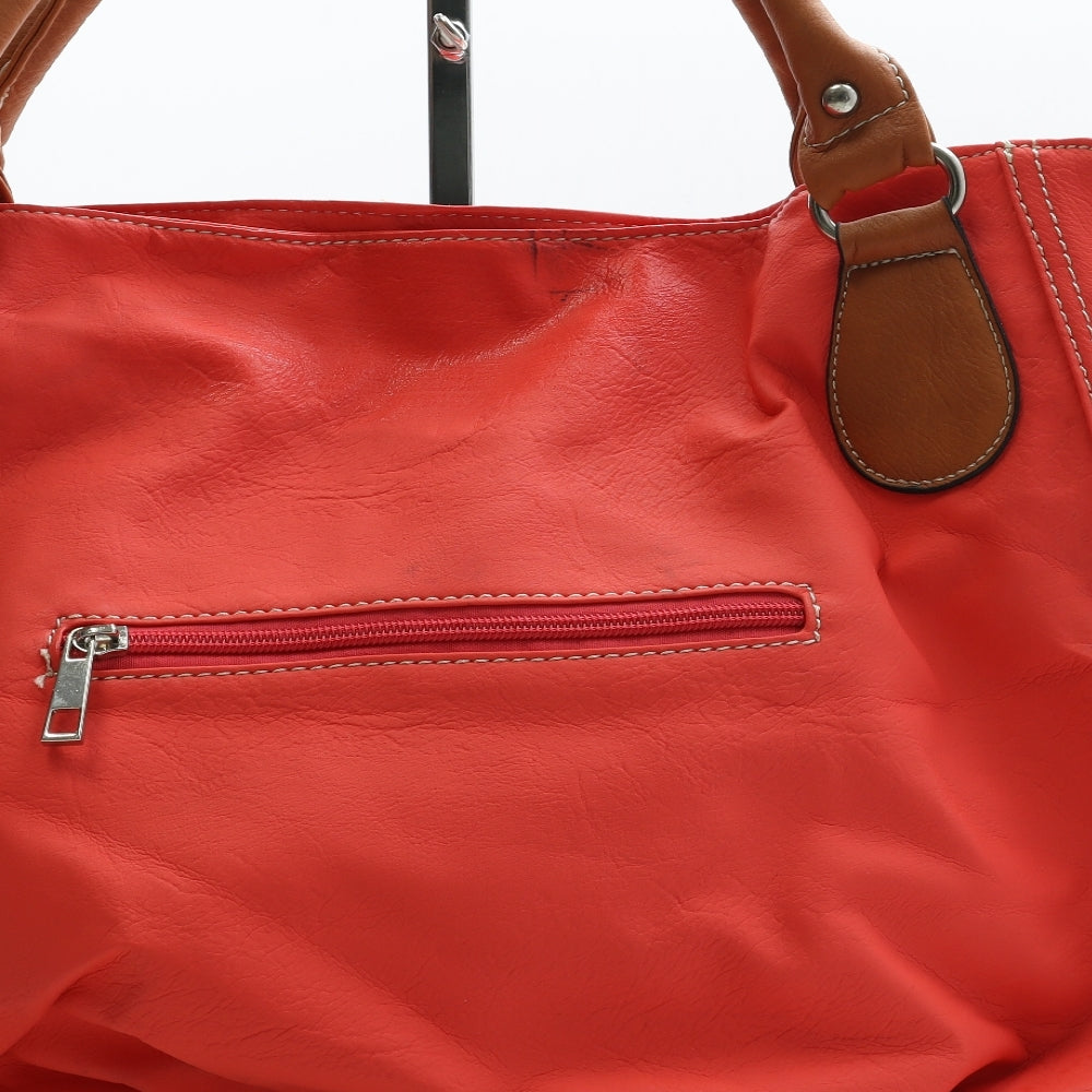Eleganz Womens Orange Polyurethane Shoulder Bag Size Medium