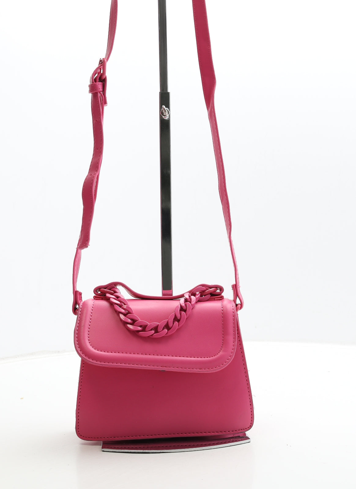 Primark Womens Hot Pink Polyurethane Crossbody Size Small - Chain Detail