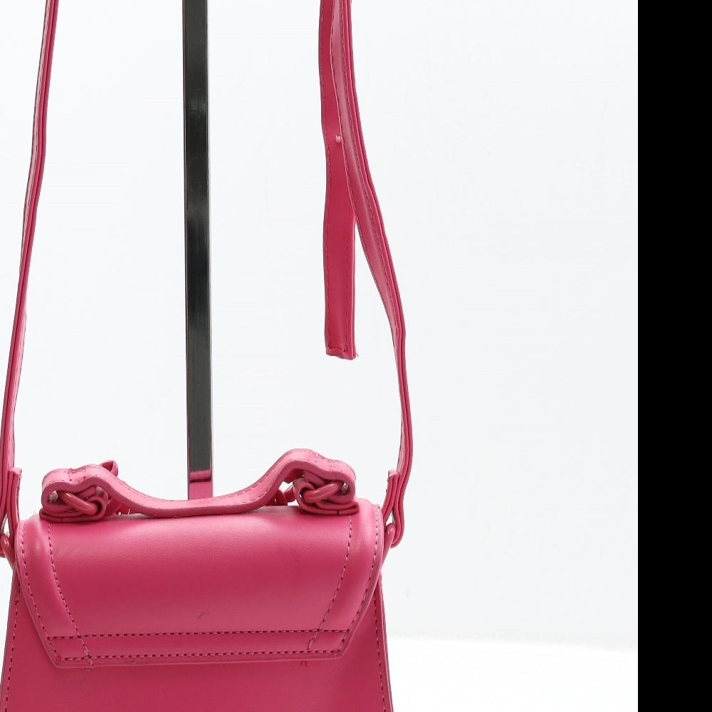 Primark Womens Hot Pink Polyurethane Crossbody Size Small - Chain Detail