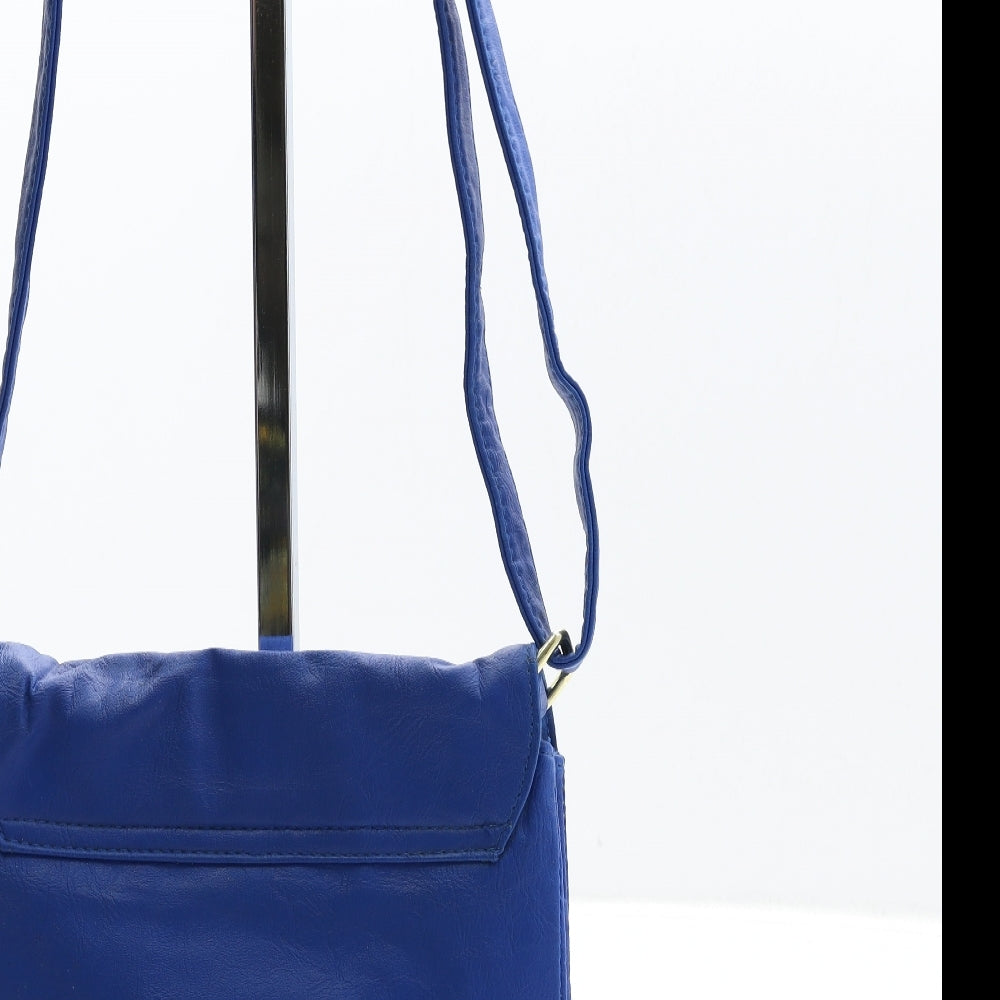 Preworn Womens Blue Polyurethane Crossbody Size Small
