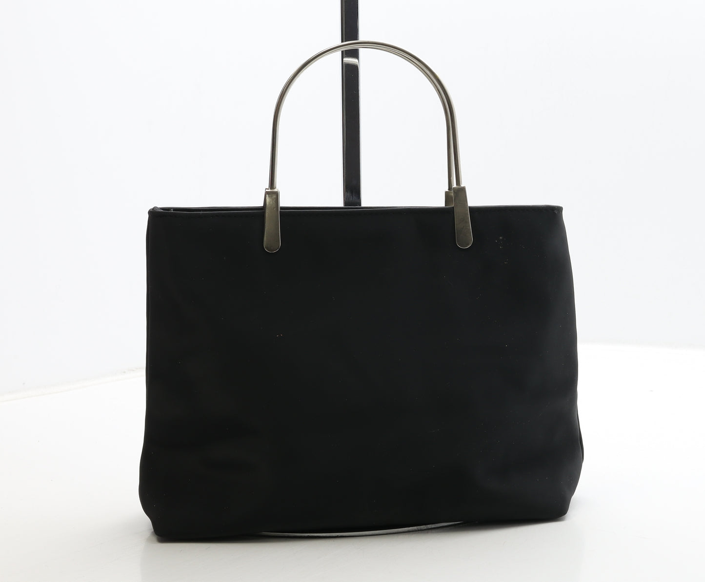 Preworn Womens Black Polyester Top Handle Bag Size Small - Metal Handels