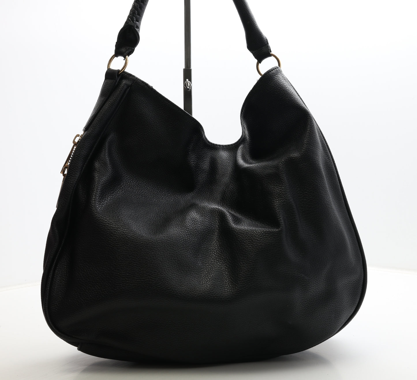 H&M Womens Black Polyester Hobo Bag Size Large