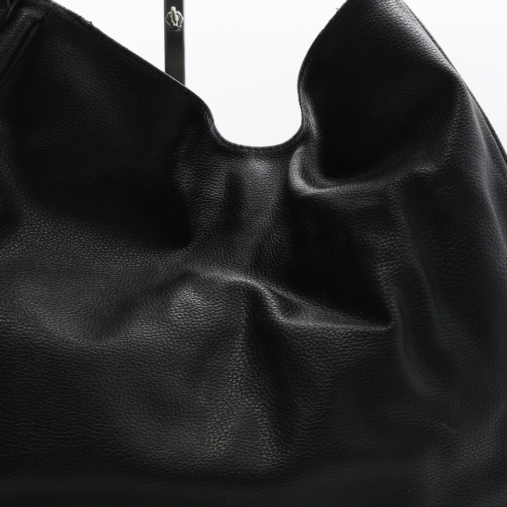 H&M Womens Black Polyester Hobo Bag Size Large