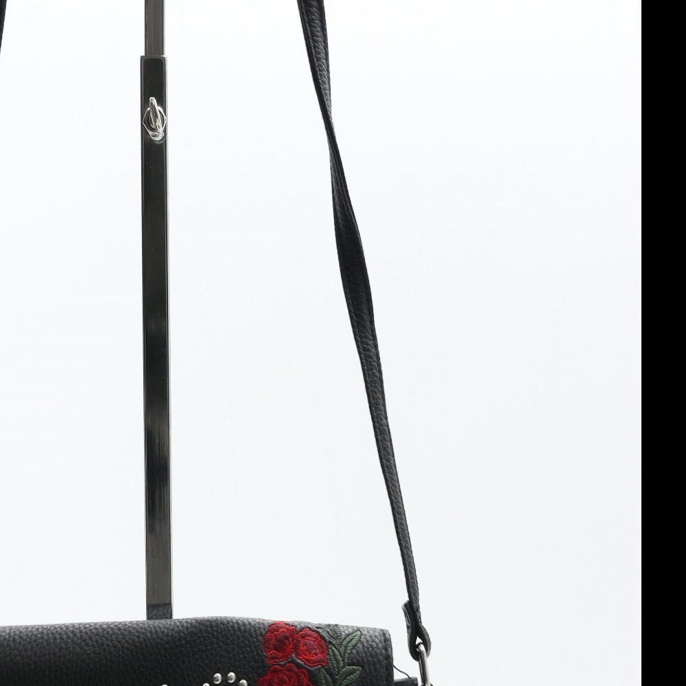 Atmosphere Womens Black Floral Polyurethane Crossbody Size Small