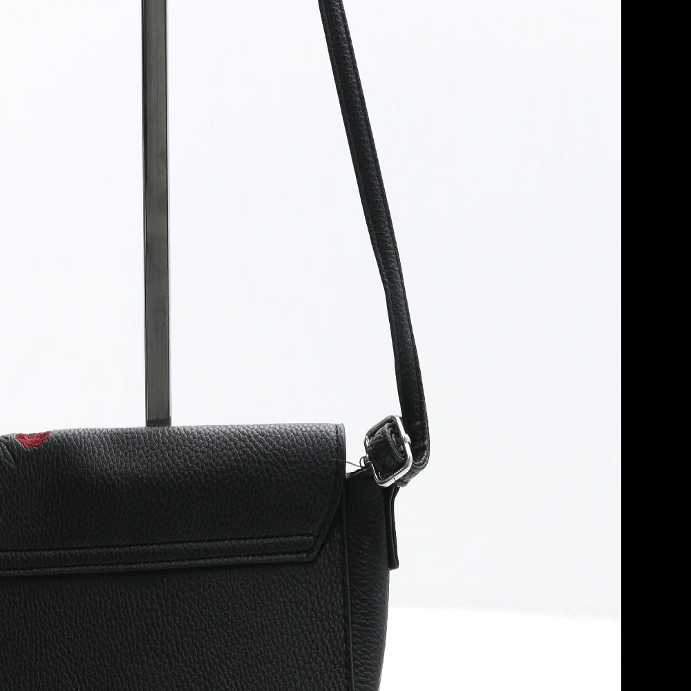 Atmosphere Womens Black Floral Polyurethane Crossbody Size Small