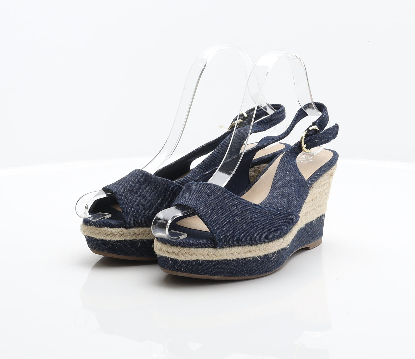 Marks and Spencer Womens Blue Polyester Espadrille Heel UK 4