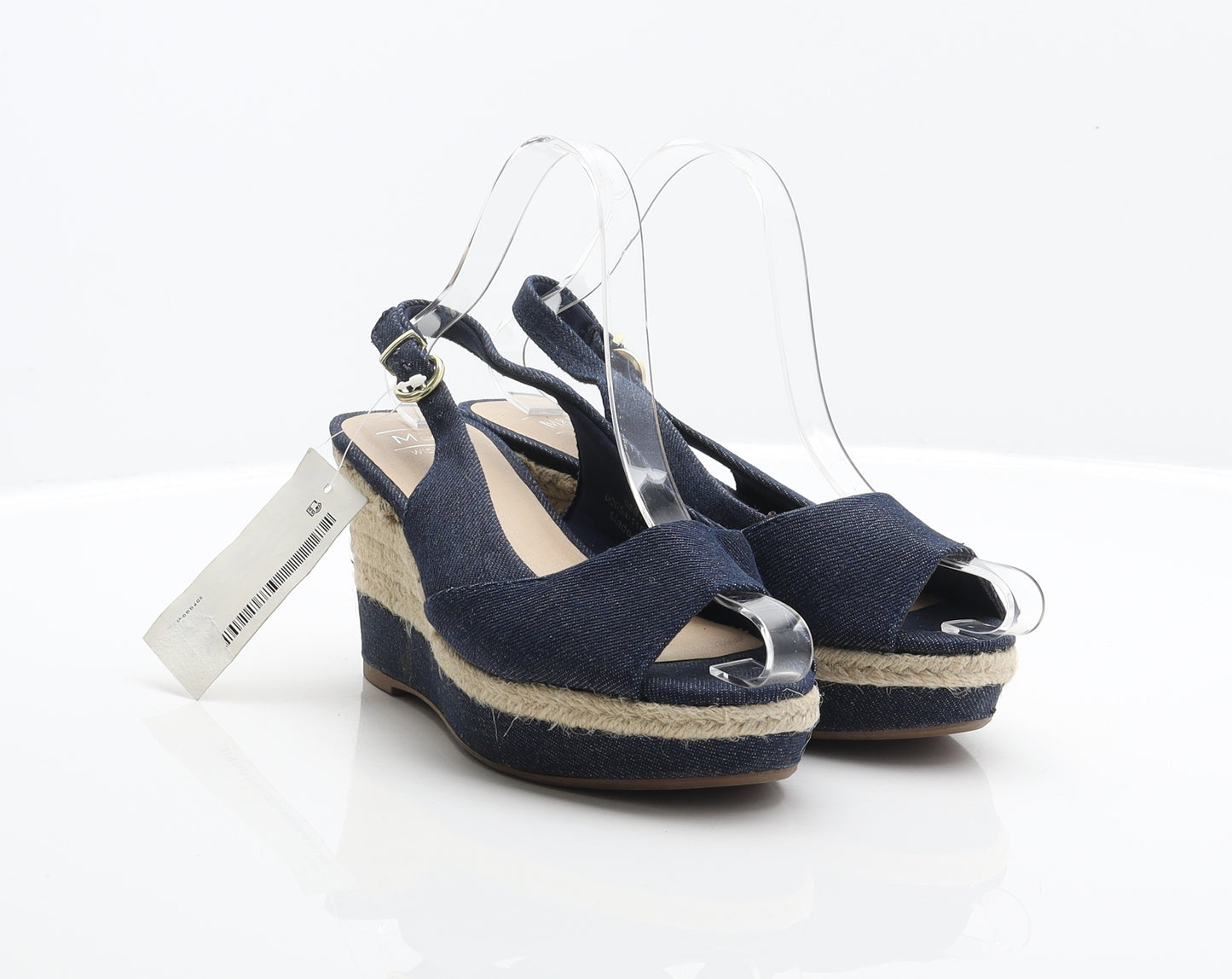 Marks and Spencer Womens Blue Polyester Espadrille Heel UK 4