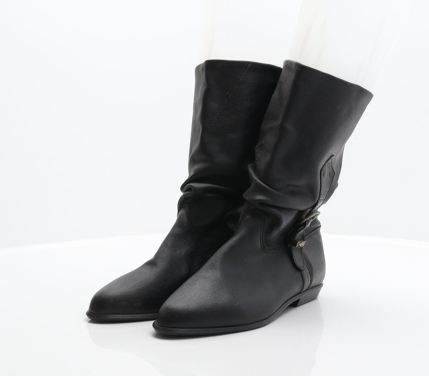 Preworn Womens Black Leather Cowboy Boot UK 7 40