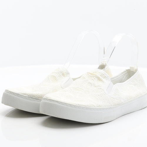 Primark Womens Ivory Floral Polyester Slip On Flat UK 7 40