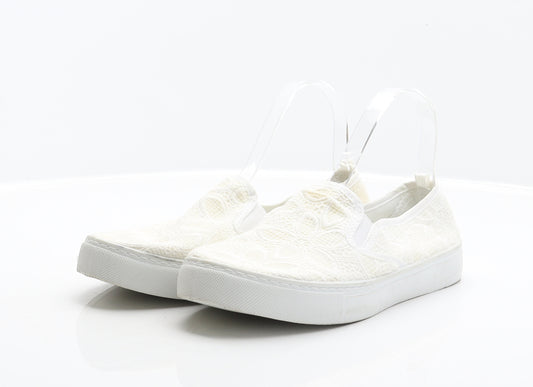 Primark Womens Ivory Floral Polyester Slip On Flat UK 7 40
