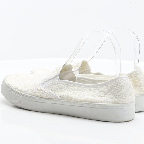 Primark Womens Ivory Floral Polyester Slip On Flat UK 7 40