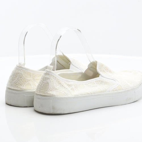 Primark Womens Ivory Floral Polyester Slip On Flat UK 7 40