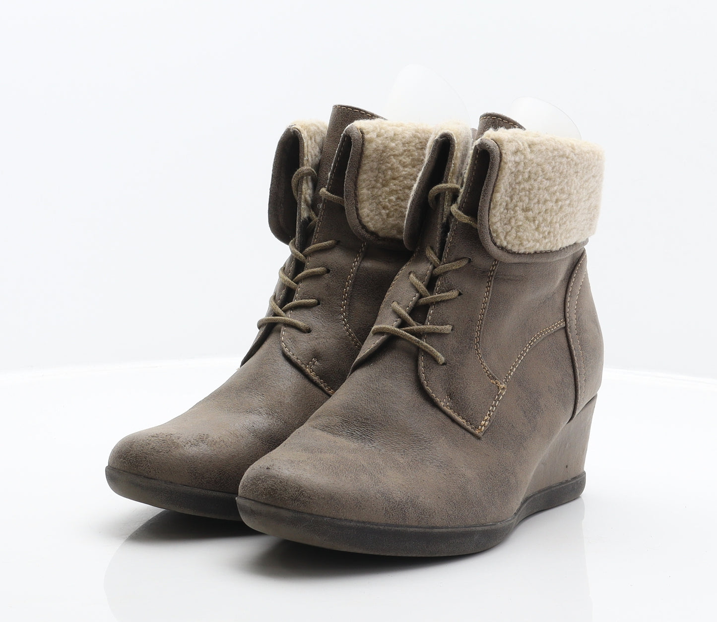 Preworn Womens Brown Synthetic Bootie Boot UK 7 41