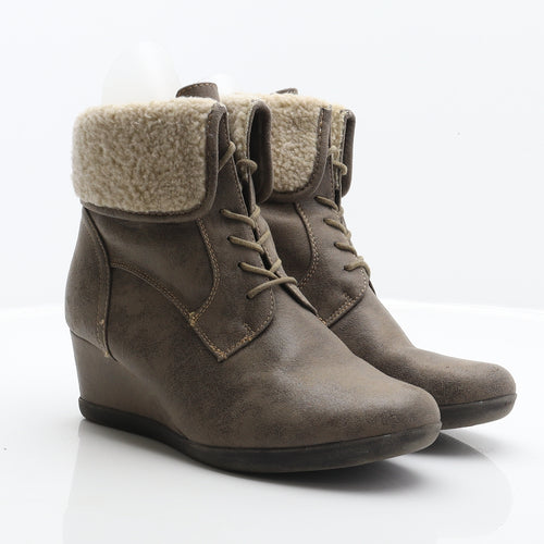 Preworn Womens Brown Synthetic Bootie Boot UK 7 41