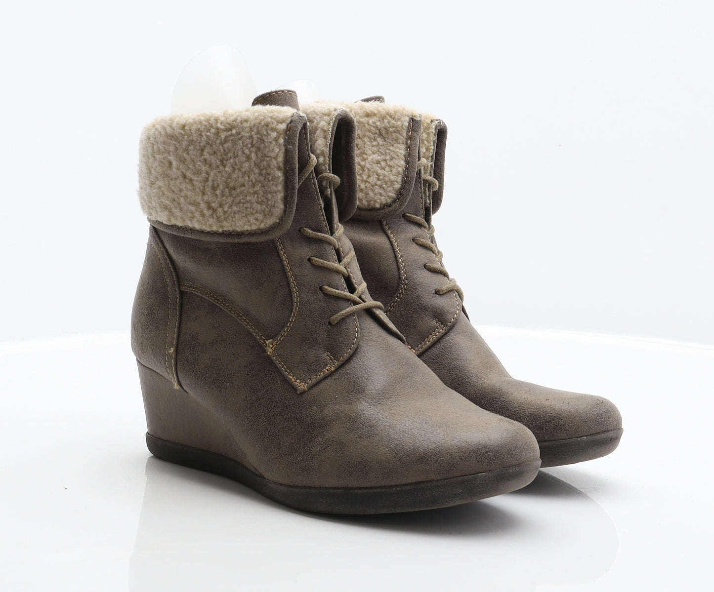 Preworn Womens Brown Synthetic Bootie Boot UK 7 41