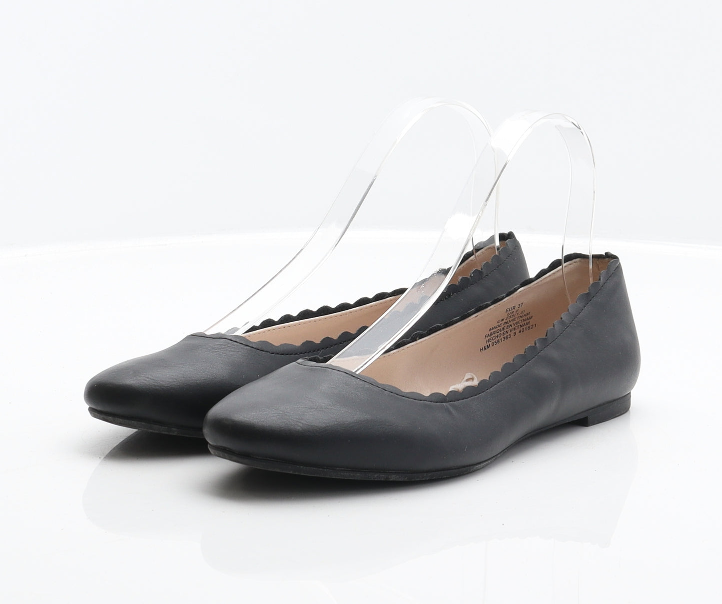 H&M Womens Black Synthetic Ballet Flat UK 4 37