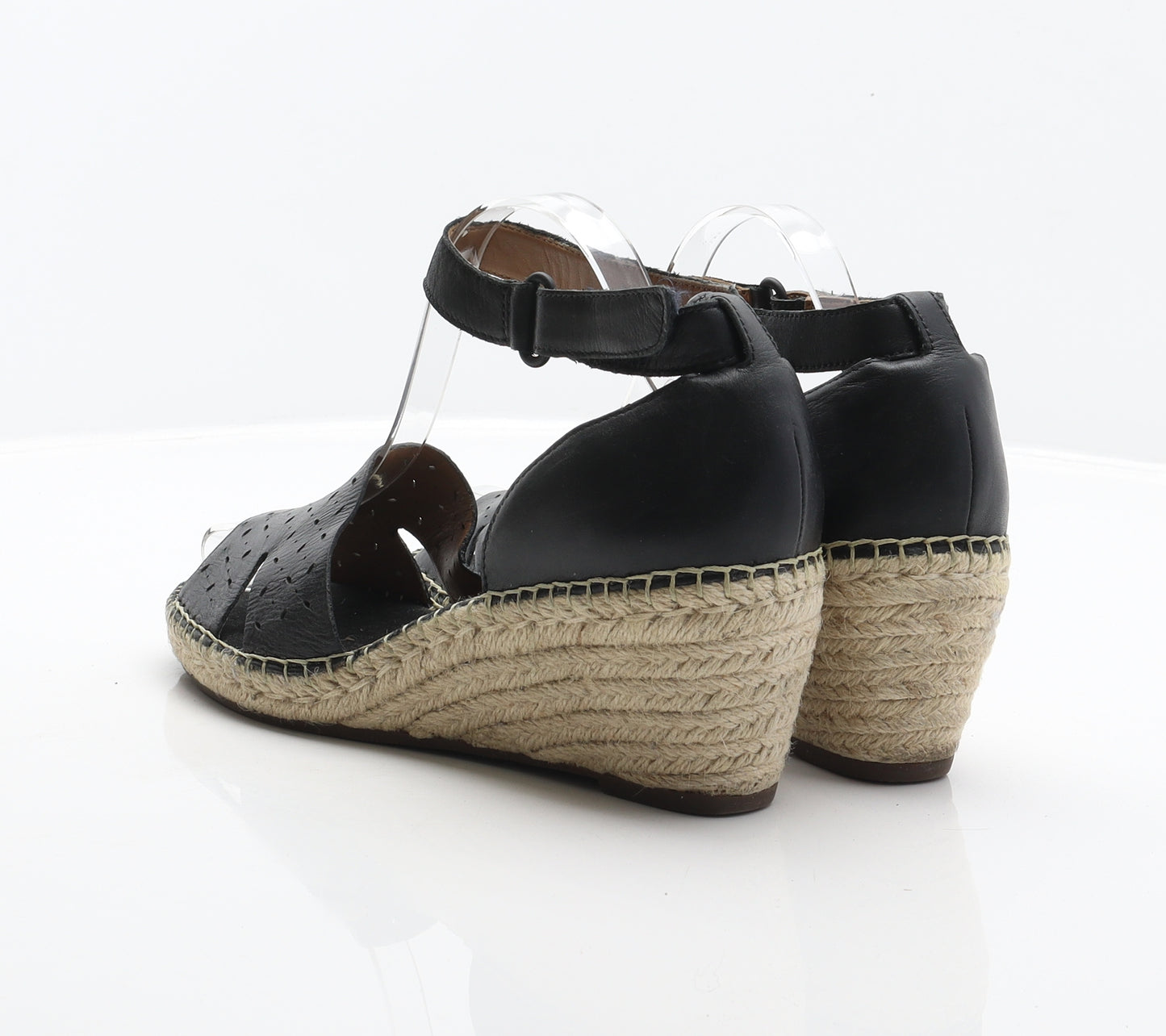 Clarks Womens Black Leather Espadrille Heel UK 6.5 40