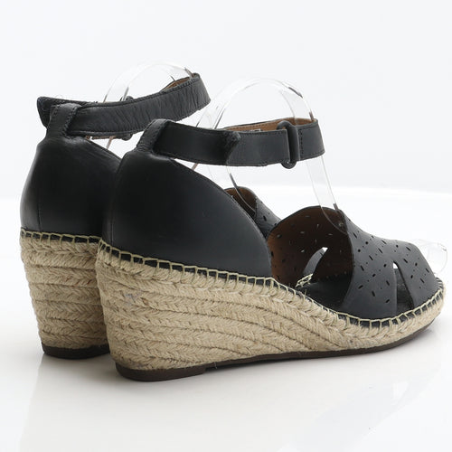 Clarks Womens Black Leather Espadrille Heel UK 6.5 40
