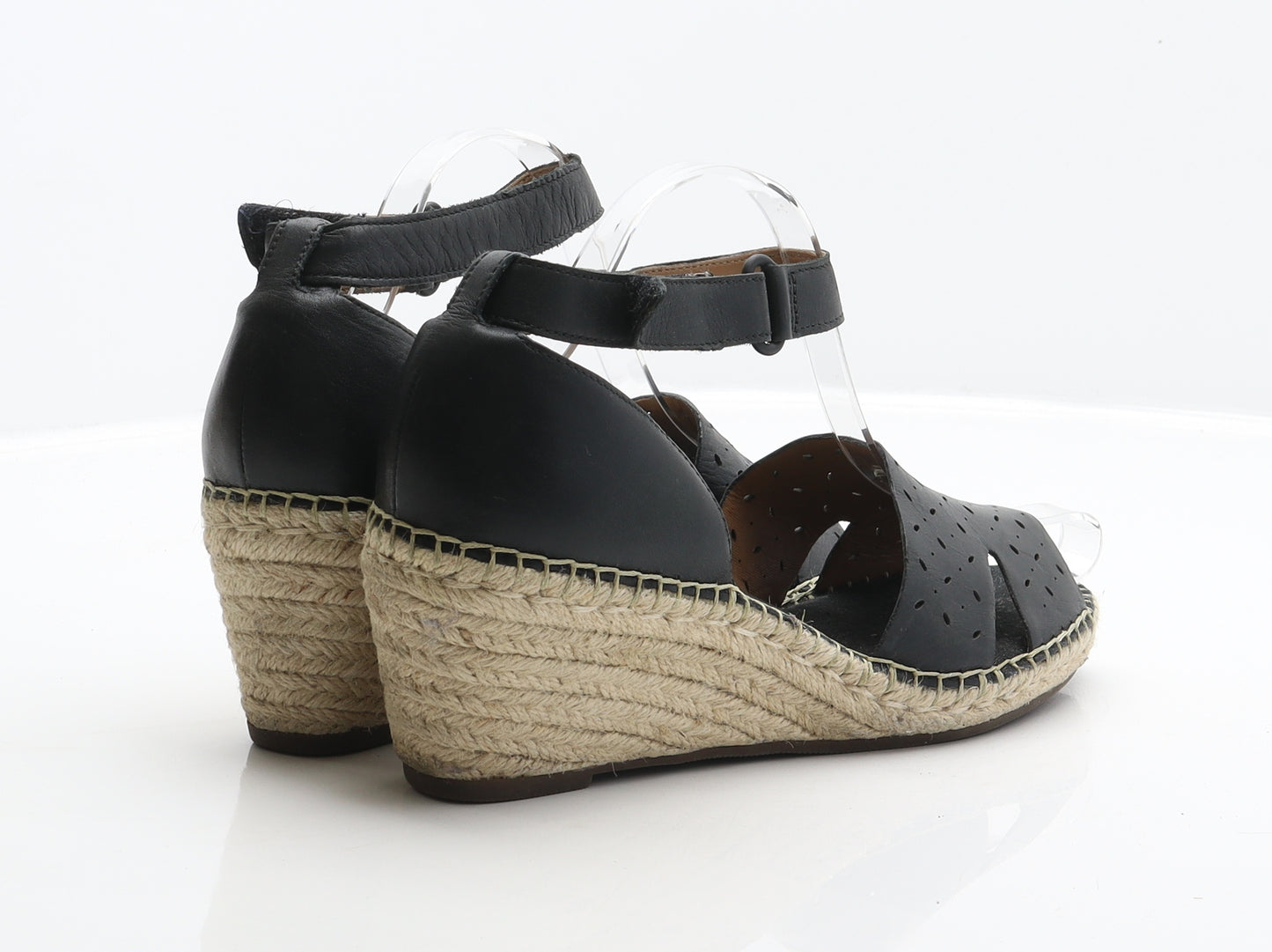 Clarks Womens Black Leather Espadrille Heel UK 6.5 40