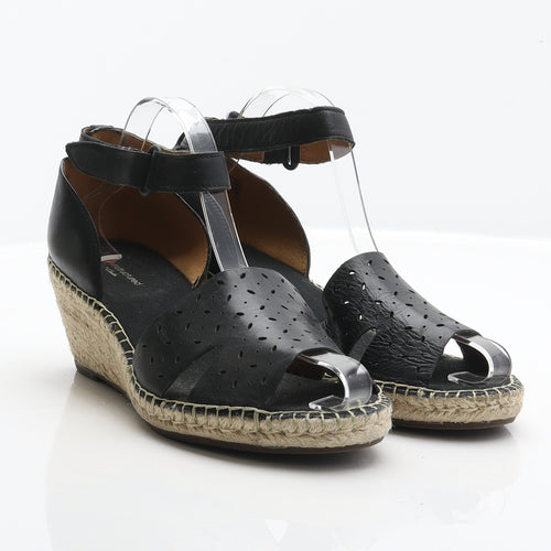 Clarks Womens Black Leather Espadrille Heel UK 6.5 40