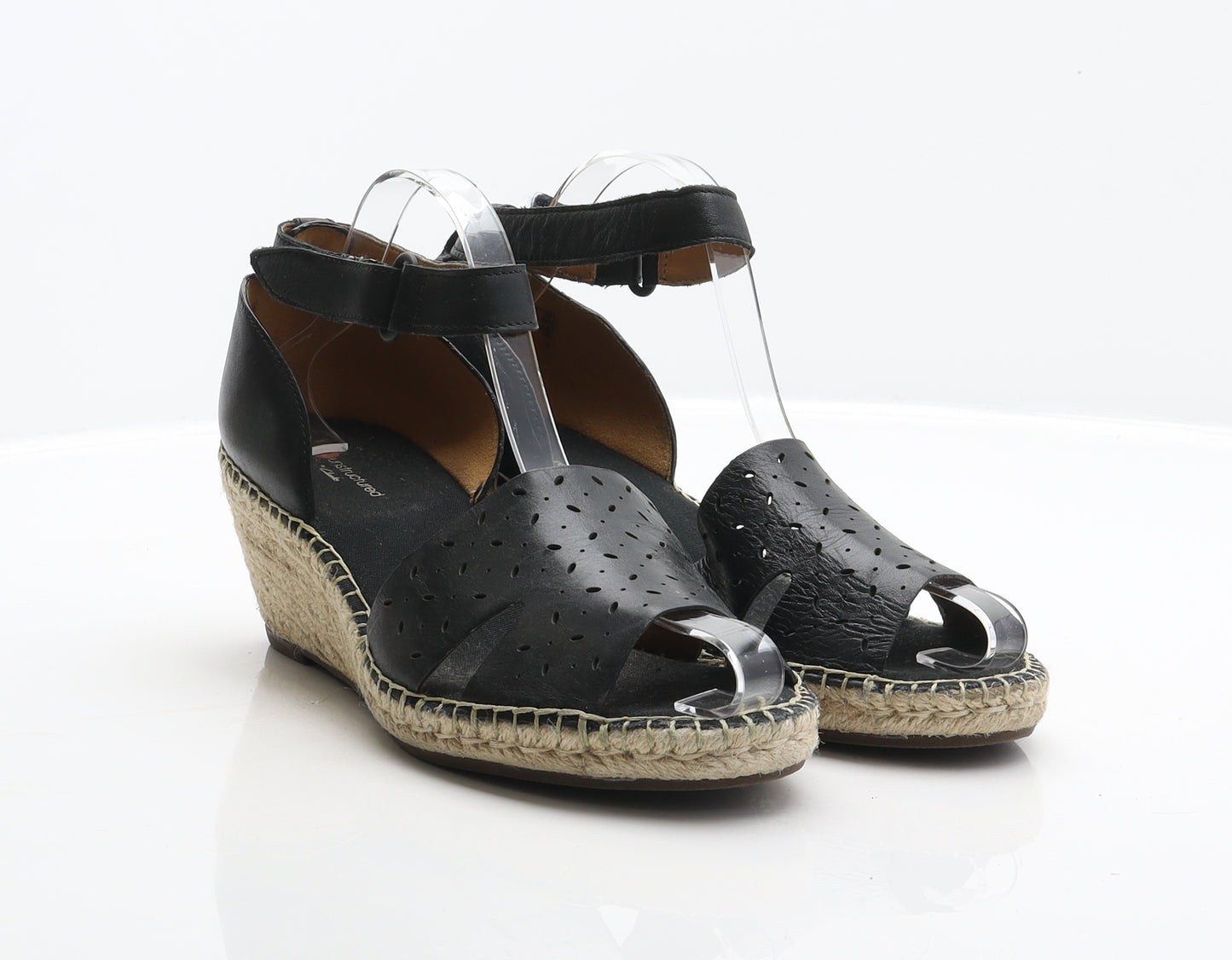 Clarks Womens Black Leather Espadrille Heel UK 6.5 40