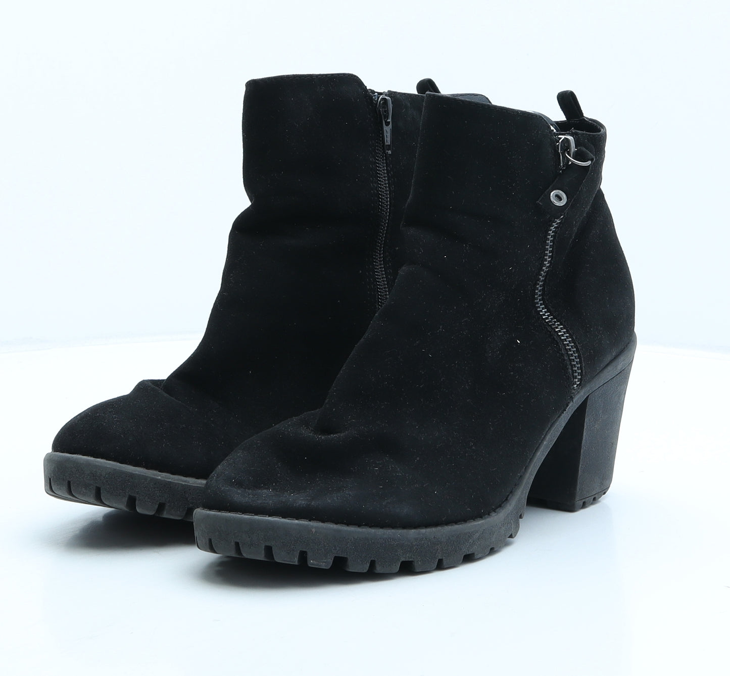 Preworn Womens Black Suede Bootie Boot UK 7