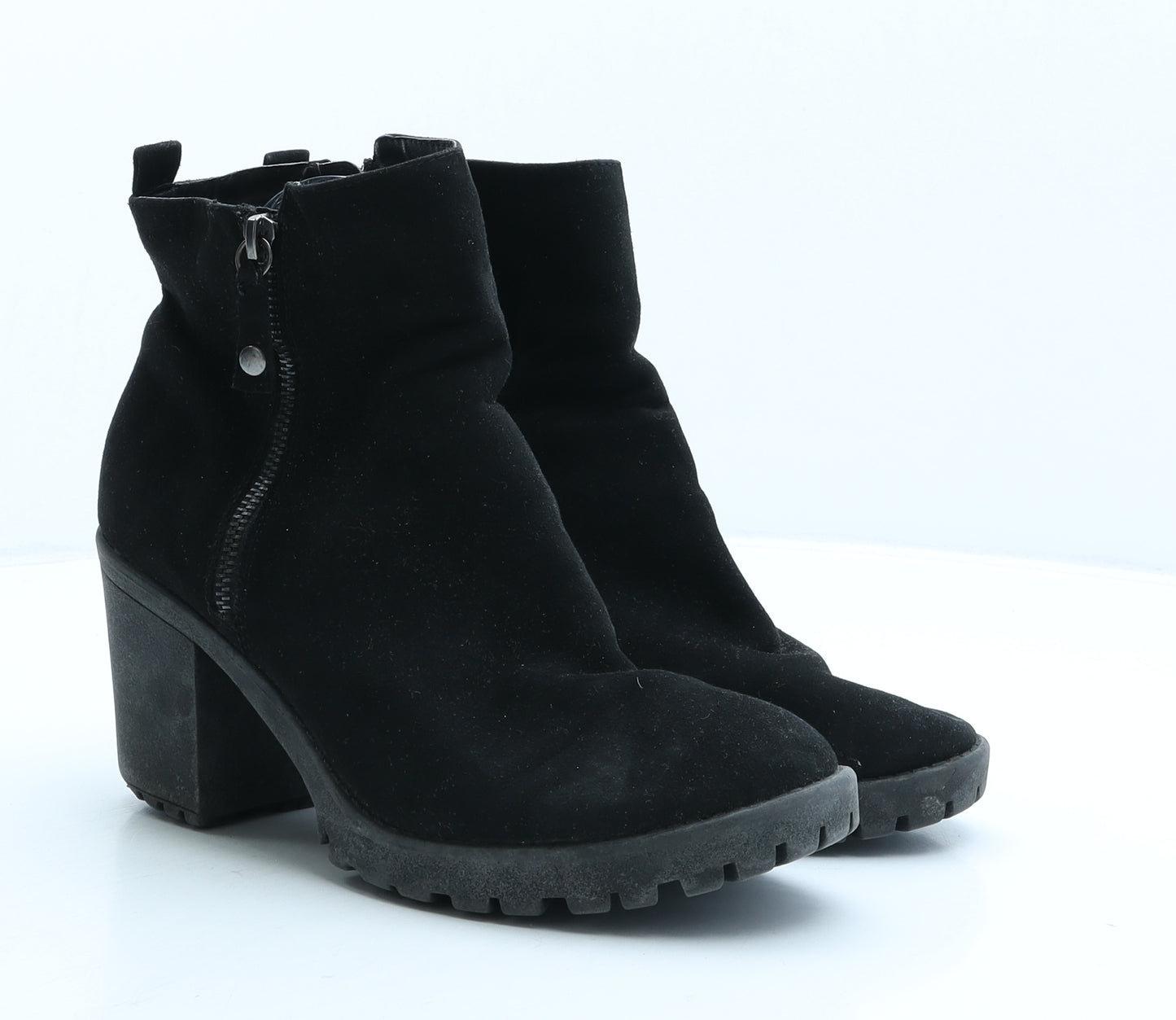 Preworn Womens Black Suede Bootie Boot UK 7