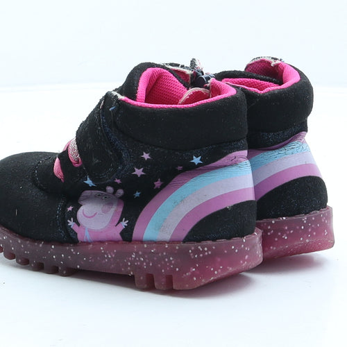 George Girls Black Geometric Polyester Biker Boot UK 7 - Peppa Pig