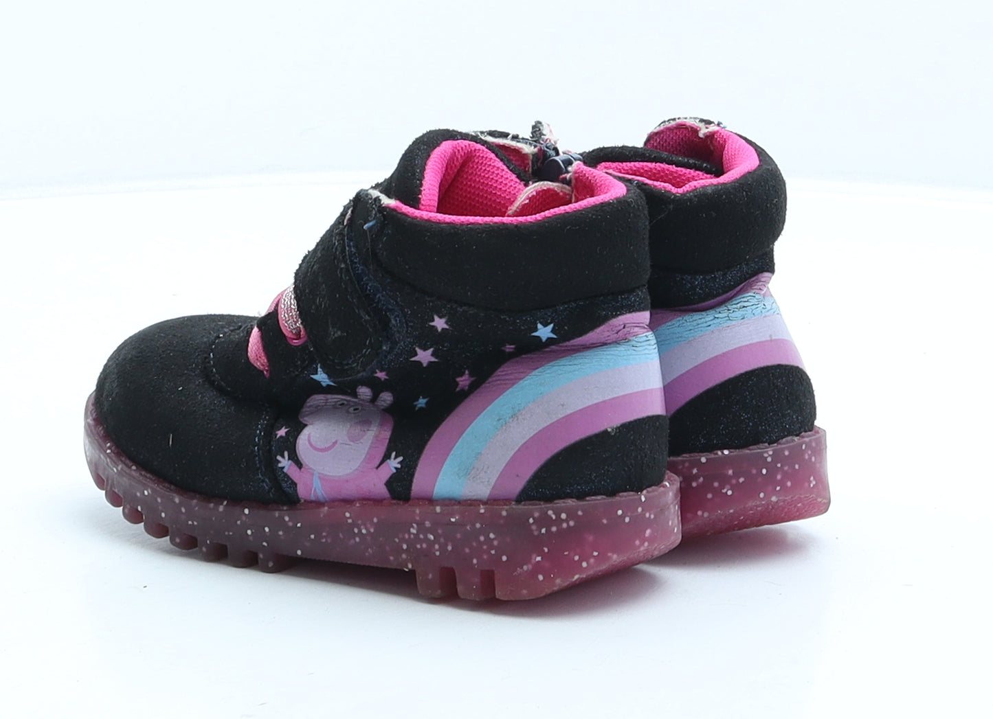 George Girls Black Geometric Polyester Biker Boot UK 7 - Peppa Pig
