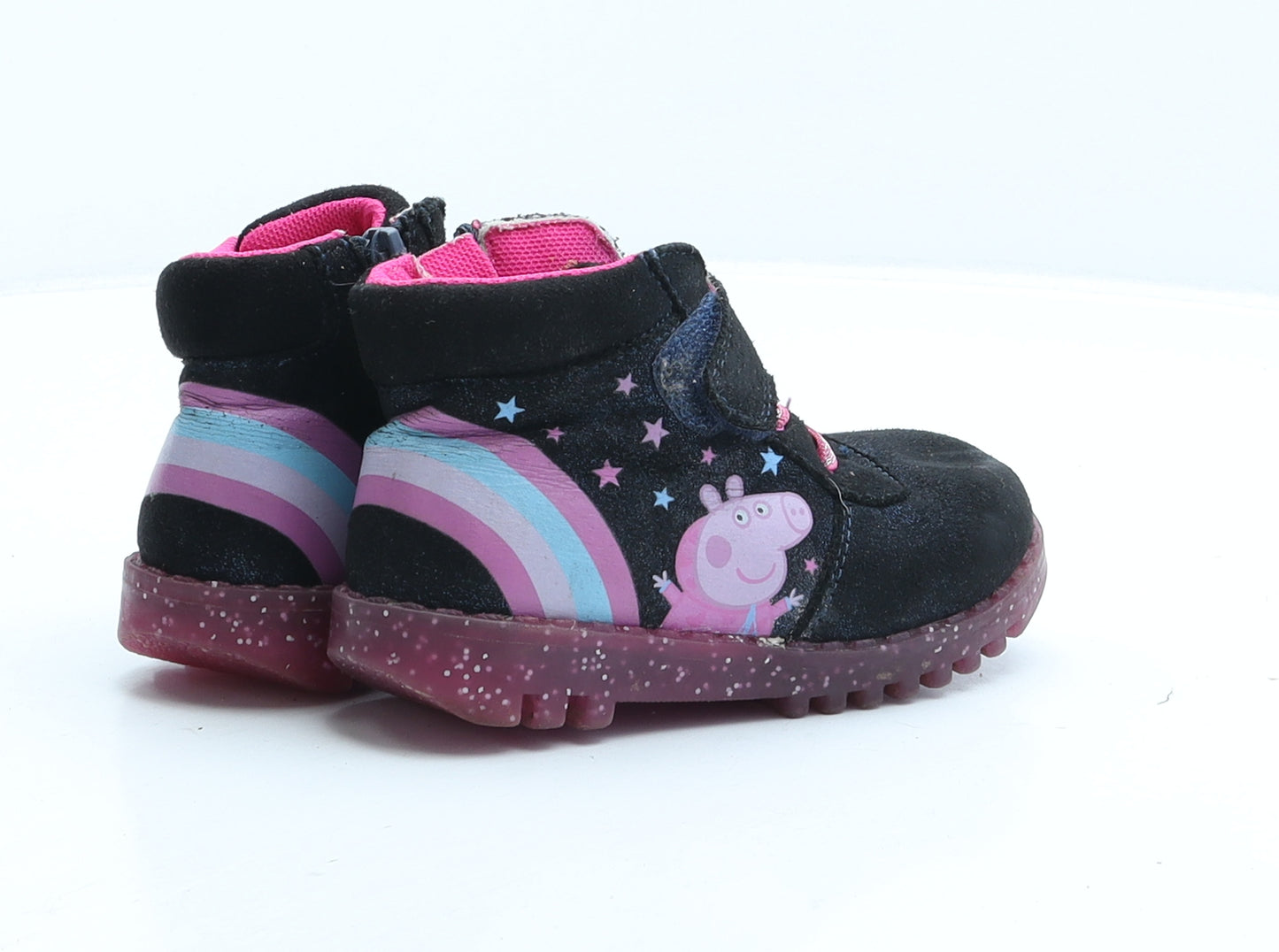 George Girls Black Geometric Polyester Biker Boot UK 7 - Peppa Pig